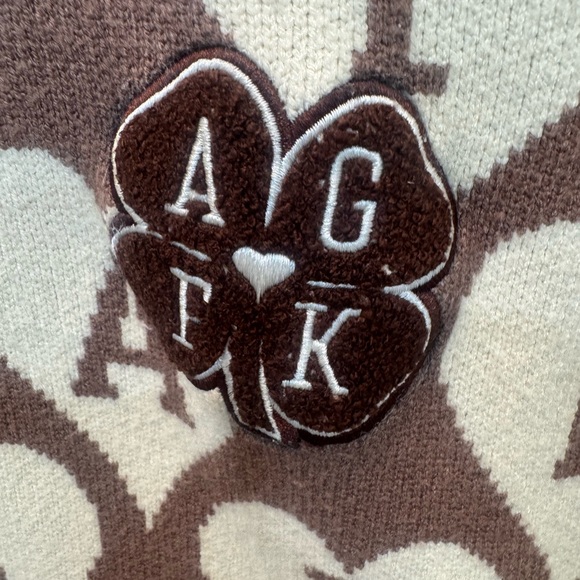 AFGK A Few Good Kids) "Love logo" or All-Over Print Logo knit polo sweater Large - Picture 4 of 6